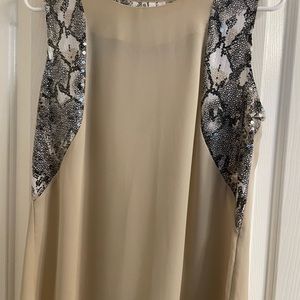 Studio Y beige and snakeskin print sequined tank size M